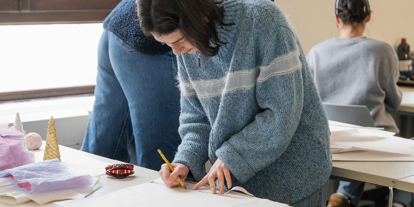 Student working on collaborative project